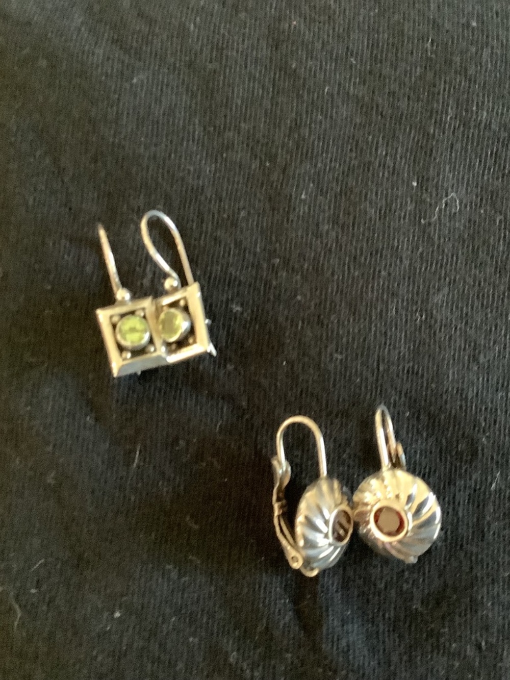 Silver Garnet and Peridot Earrings